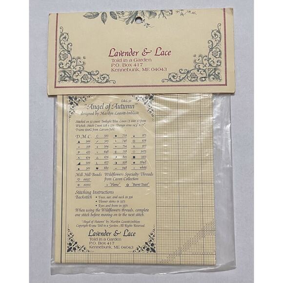 NOS Lavender & Lace Cross Stitch Pattern "Angel of Autumn" L&L 30 (c 1994) - Picture 2 of 3